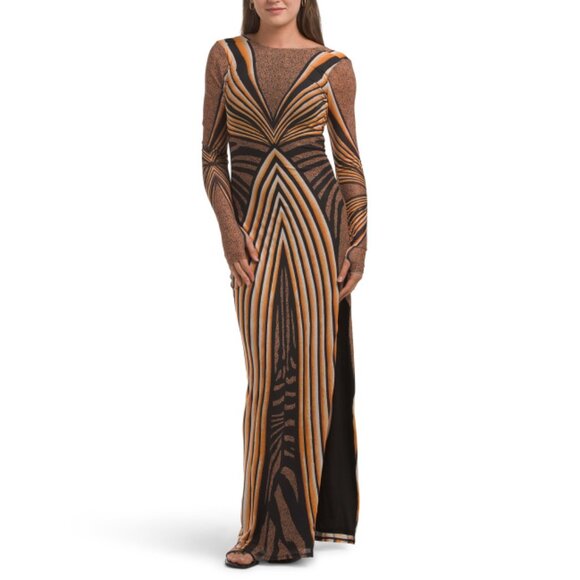 AFRM Animal Open Back High Slit Maxi Dress - Picture 1 of 2